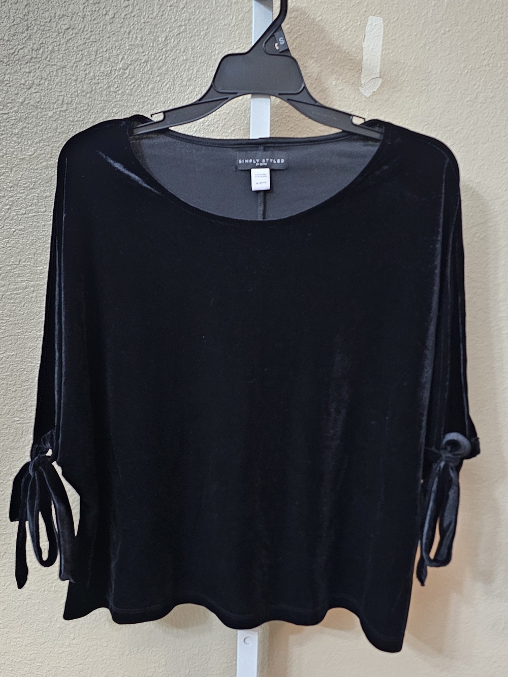 Simply Styled Black Velvet Tie-Sleeve Tunic Top XL Petite